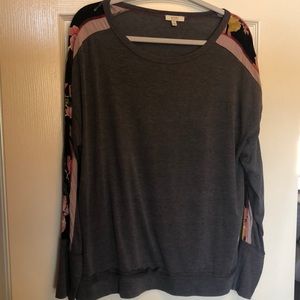 Grey top with floral detail